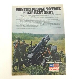 Vintage Army National Guard Artillery Print Ad Military Recruitment Decor Promo
